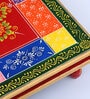 Square Mango Wood And MDF Hand Painted Pooja Chowkie