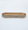 Mango Wood Black Emboss Handpainted Large Oval Serving Tray in Natural Finish