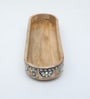 Mango Wood Black Emboss Handpainted Large Oval Serving Tray in Natural Finish