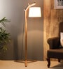 Alpine White Fabric Shade Club Floor Lamp With Mango wood Base