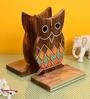 Owl Shape Brown Mango Wood Bookend