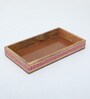 Mango Wood Red Emboss Handpainted Rectangular Serving Tray in Natural Finish
