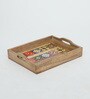 Mango Wood Serving Tray Set-Hand-Painted For Kitchen/Table & Home (Set Of 3 Trays)