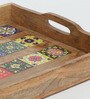 Mango Wood Serving Tray Set-Hand-Painted For Kitchen/Table & Home (Set Of 3 Trays)