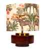 Mango Wood Turtle Base Table Lamp With Jungle Tales Fabric Lampshade 14"