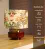 Mango Wood Turtle Base Table Lamp With Jungle Tales Fabric Lampshade 14"