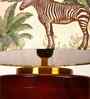 Mango Wood Turtle Base Table Lamp With Jungle Tales Fabric Lampshade 14"