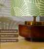 Mango Wood Turtle Base Table Lamp With Lily Leaves Mango Silk Lampshade 14"