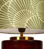 Mango Wood Turtle Base Table Lamp With Lily Leaves Mango Silk Lampshade 14"