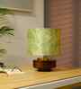 Mango Wood Turtle Base Table Lamp With Lily Leaves Mango Silk Lampshade 14"