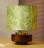 Mango Wood Turtle Base Table Lamp With Lily Leaves Mango Silk Lampshade 14"