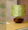 Mango Wood Turtle Base Table Lamp With Lily Leaves Mango Silk Lampshade 14"