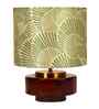 Mango Wood Turtle Base Table Lamp With Lily Leaves Mango Silk Lampshade 14"
