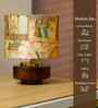 Mango Wood Turtle Base Table Lamp With Maharani Silk Lampshade 14"