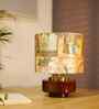 Mango Wood Turtle Base Table Lamp With Maharani Silk Lampshade 14"