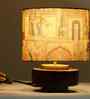 Mango Wood Turtle Base Table Lamp With Maharani Silk Lampshade 14"
