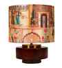 Mango Wood Turtle Base Table Lamp With Maharani Silk Lampshade 14"