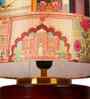 Mango Wood Turtle Base Table Lamp With Maharani Silk Lampshade 14"