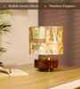 Mango Wood Turtle Base Table Lamp With Maharani Silk Lampshade 14"