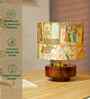 Mango Wood Turtle Base Table Lamp With Maharani Silk Lampshade 14"