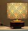 Mango Wood Turtle Base Table Lamp With Orange Zebra Fabric Lampshade 14"