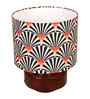 Mango Wood Turtle Base Table Lamp With Orange Zebra Fabric Lampshade 14"
