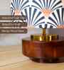 Mango Wood Turtle Base Table Lamp With Orange Zebra Fabric Lampshade 14"