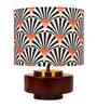 Mango Wood Turtle Base Table Lamp With Orange Zebra Fabric Lampshade 14"