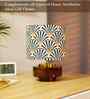 Mango Wood Turtle Base Table Lamp With Orange Zebra Fabric Lampshade 14"