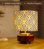 Mango Wood Turtle Base Table Lamp With Orange Zebra Fabric Lampshade 14"