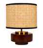 Mango Wood Turtle Base Table Lamp With Rattan Fabric Lampshade 14"
