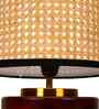 Mango Wood Turtle Base Table Lamp With Rattan Fabric Lampshade 14"