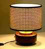 Mango Wood Turtle Base Table Lamp With Rattan Fabric Lampshade 14"