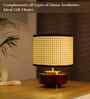 Mango Wood Turtle Base Table Lamp With Rattan Fabric Lampshade 14"