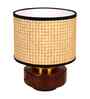 Mango Wood Turtle Base Table Lamp With Rattan Fabric Lampshade 14"