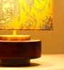 Mango Wood Turtle Base Table Lamp With Yellow Victorian Fabric Lampshade 14"