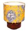 Mango Wood Turtle Base Table Lamp With Yellow Victorian Fabric Lampshade 14"