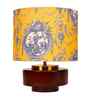 Mango Wood Turtle Base Table Lamp With Yellow Victorian Fabric Lampshade 14"