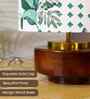 Mango Wood Turtle Base Table Lamps With Green Tropical Mango Silk Lampshade 14"