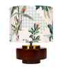 Mango Wood Turtle Base Table Lamps With Green Tropical Mango Silk Lampshade 14"