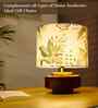 Mango Wood Turtle Base Table Lamps With Green Tropical Mango Silk Lampshade 14"