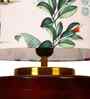 Mango Wood Turtle Base Table Lamps With Green Tropical Mango Silk Lampshade 14"