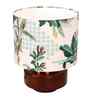 Mango Wood Turtle Base Table Lamps With Green Tropical Mango Silk Lampshade 14"