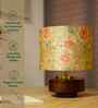 Mango Wood Turtle Base With Persian Flowers Mango Silk Lampshade 14"