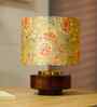 Mango Wood Turtle Base With Persian Flowers Mango Silk Lampshade 14"