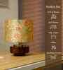 Mango Wood Turtle Base With Persian Flowers Mango Silk Lampshade 14"