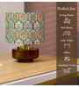 Mango Wood Turtle Base With Teal Garlands Fabric Lampshade 14"