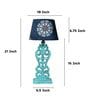 Aqua French Mangowood Table Lamp with French Floral Print Satin Shade