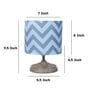 Circular Mangowood Table Lamp with Maze Print Satin Shade
