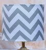 Circular Mangowood Table Lamp with Maze Print Satin Shade